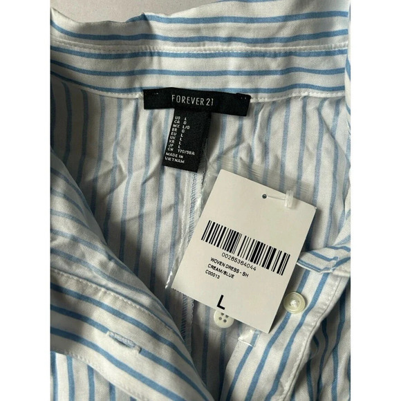 Forever 21 Women’s Shirt Dress, Striped Size Large Rayon Cotton Casual - Picture 3 of 7